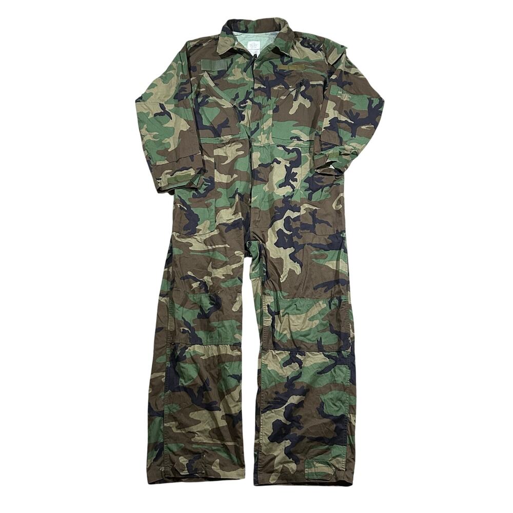 Vintage US Military Cold Weather Mechanics Coveralls Men’s XXL Woodland Camo